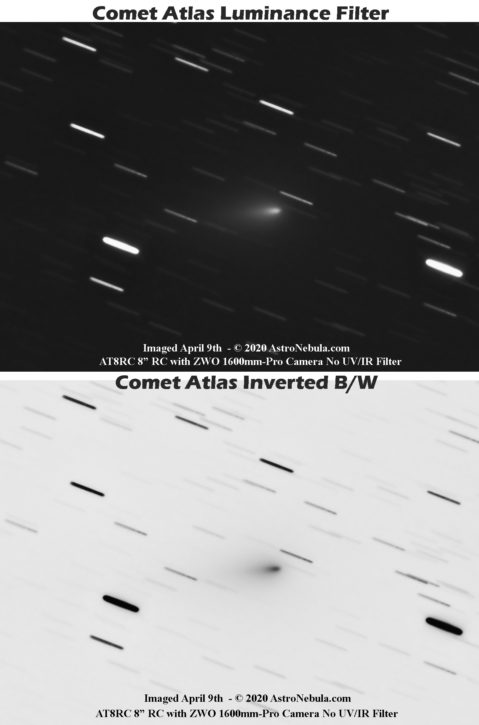 Comet Atlas imaged April 9th No UV/IR filter
