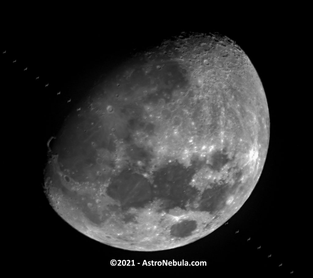 ISS Lunar Transit with 3/4 Moon